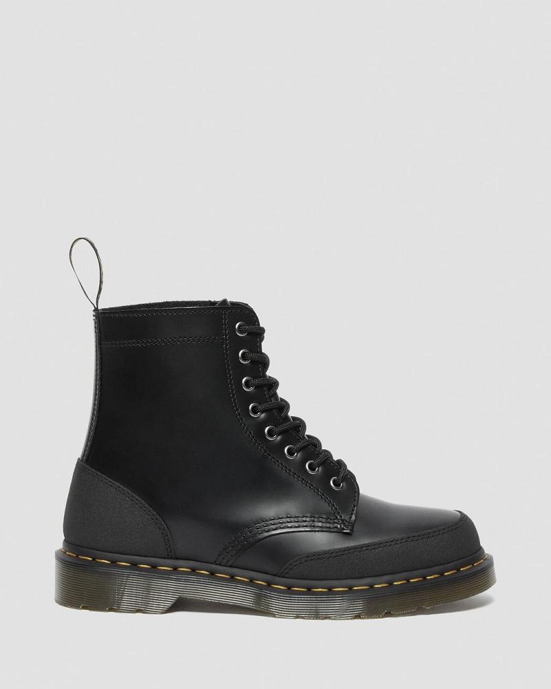 Black Men's Dr Martens 1460 Guard Panel Leather Lace Up Boots | CA 513ZUT